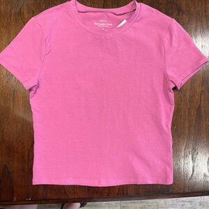 NWT Abercrombie Pink Baby Tee S - Soft Essential Cropped Short Sleeve T-Shirt